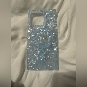 Translucent Pearlized Light Blue Phone Case with MagSafe Ring